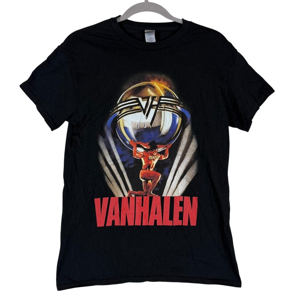 Van Halen Shirt Mens Small Black Graphic Rock Band Tee Gildan Heavy Cotton